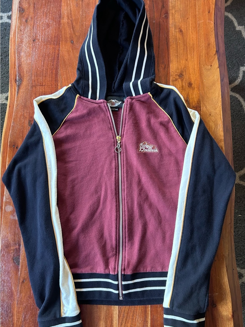 Vintage Harley Davidson Y2K Colorblock Hoodie Small